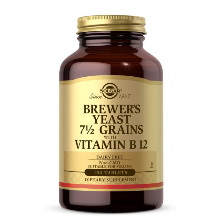 SOLGAR alaus mielės, 7,5 grūdo, su vitaminu B12 – 250 tablečių