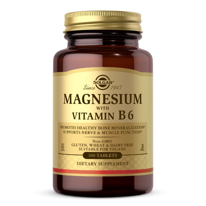 SOLGAR magnis su vitaminu B6 – 100 tablečių