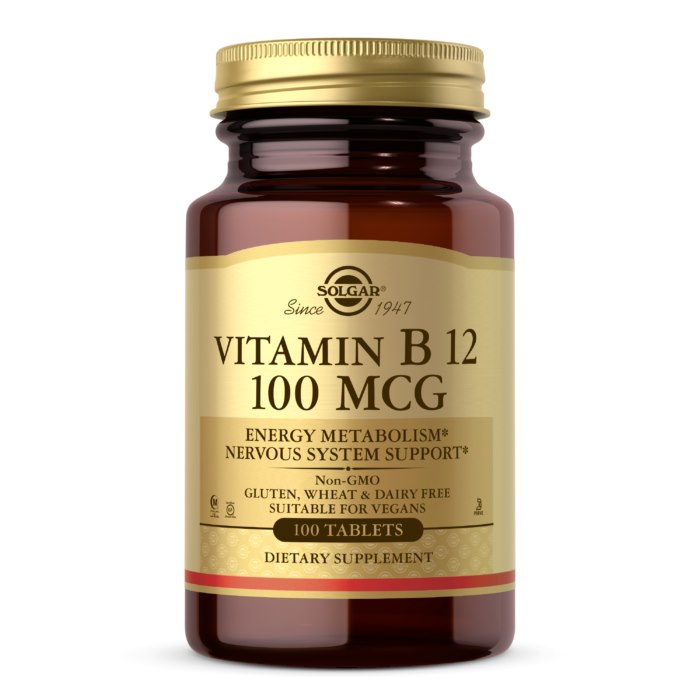 SOLGAR vitaminas B12 100 mcg – 100 tablečių