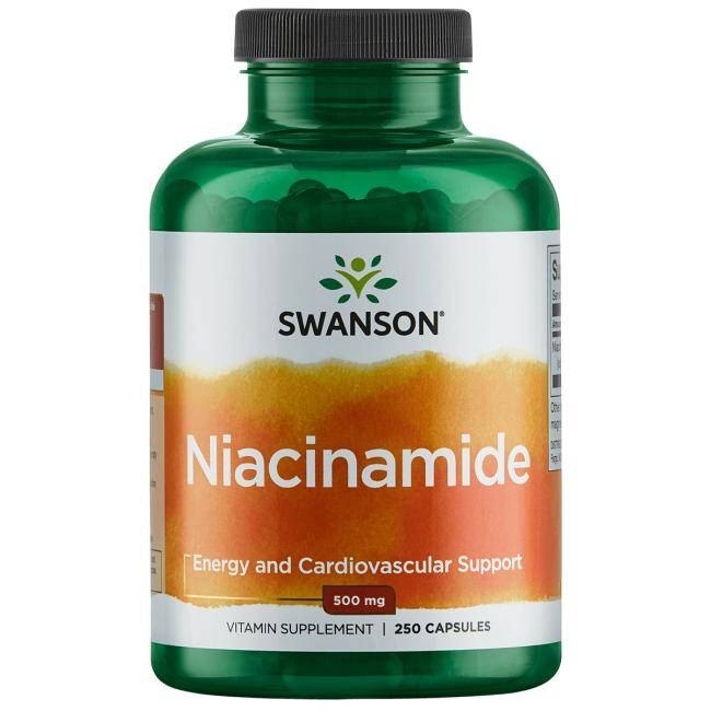 SWANSON niacinamidas 500 mg – 250 kapsulių