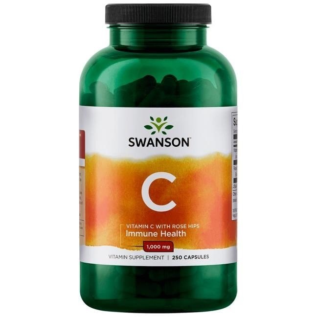 SWANSON vitaminas C su erškėtuogėmis 1000 mg – 250 kapsulių