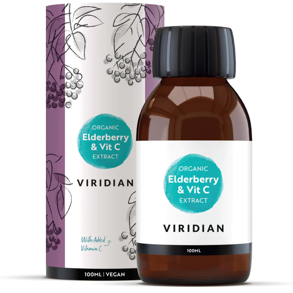VIRIDIAN ekologiškas šeivamedžio uogų ekstraktas + vitaminas C - 100 ml