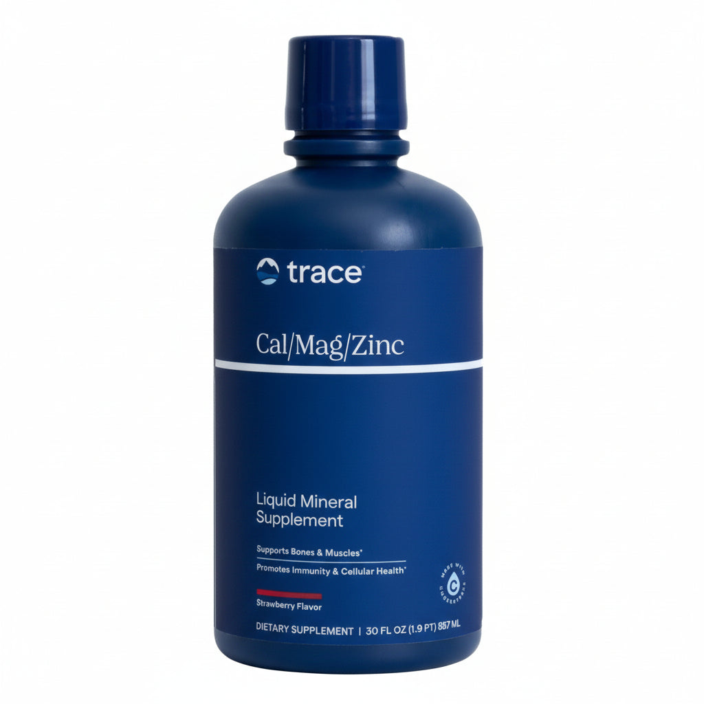 TRACE MINERALS kalcis/magnis/cinkas, braškių skonio - 946 ml