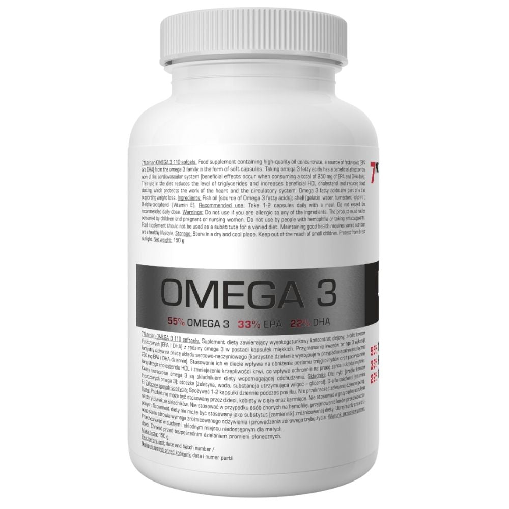 7NUTRITION Omega 3 1000 mg - 110 kapsulių