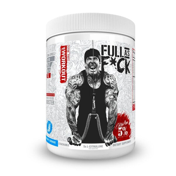 5% Nutrition maistinių medžiagų Full As F*ck – legendinė serija, mėlynių limonadas – 350 g