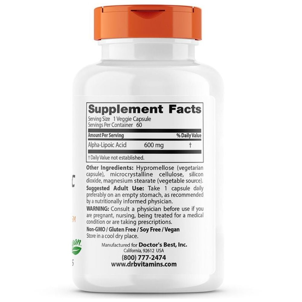 Doctor's Best alfa lipoinė rūgštis 600 mg – 60 kapsulių