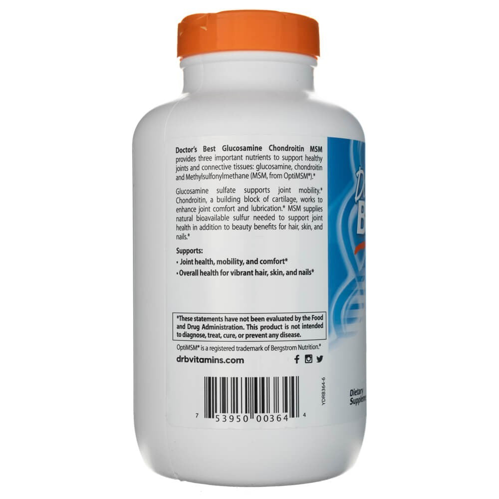 Doctor's Best gliukozamino ir chondroitino MSM kapsulės – 360 kapsulių