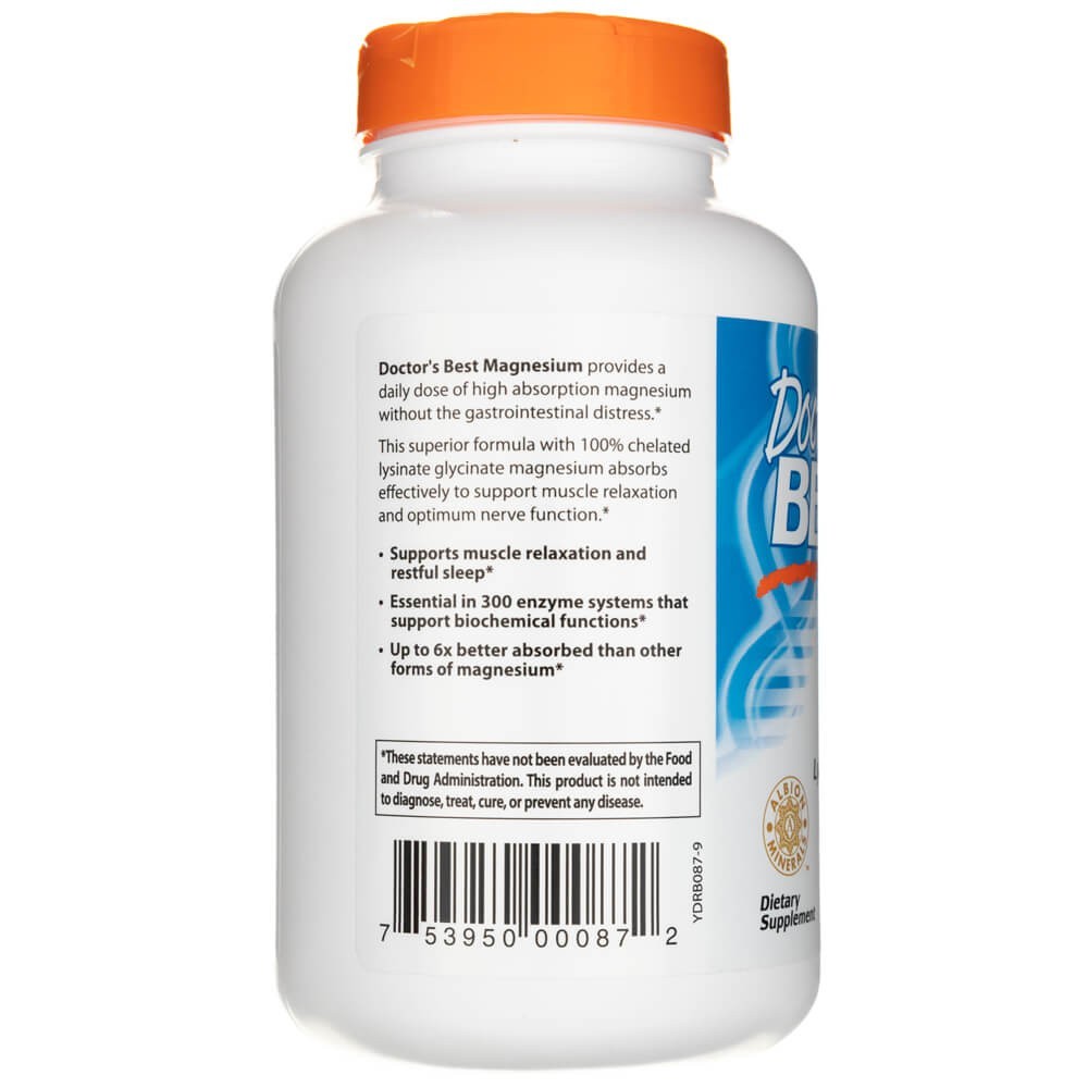 Doctor's Best didelės absorbcijos magnio tabletės, 100 mg – 240 tablečių
