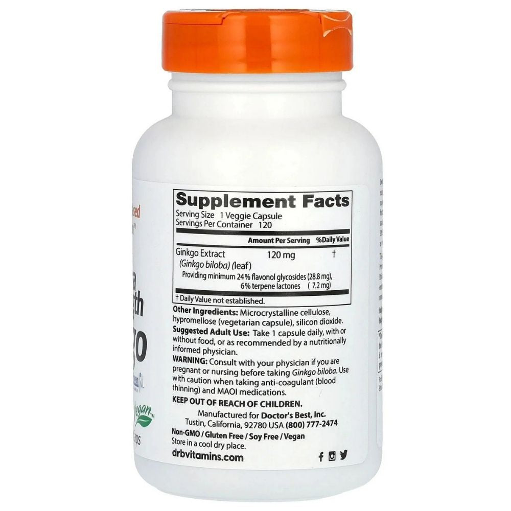 Doctor's Best ginkmedis (Ginkgo Biloba) 120 mg – 120 kapsulių