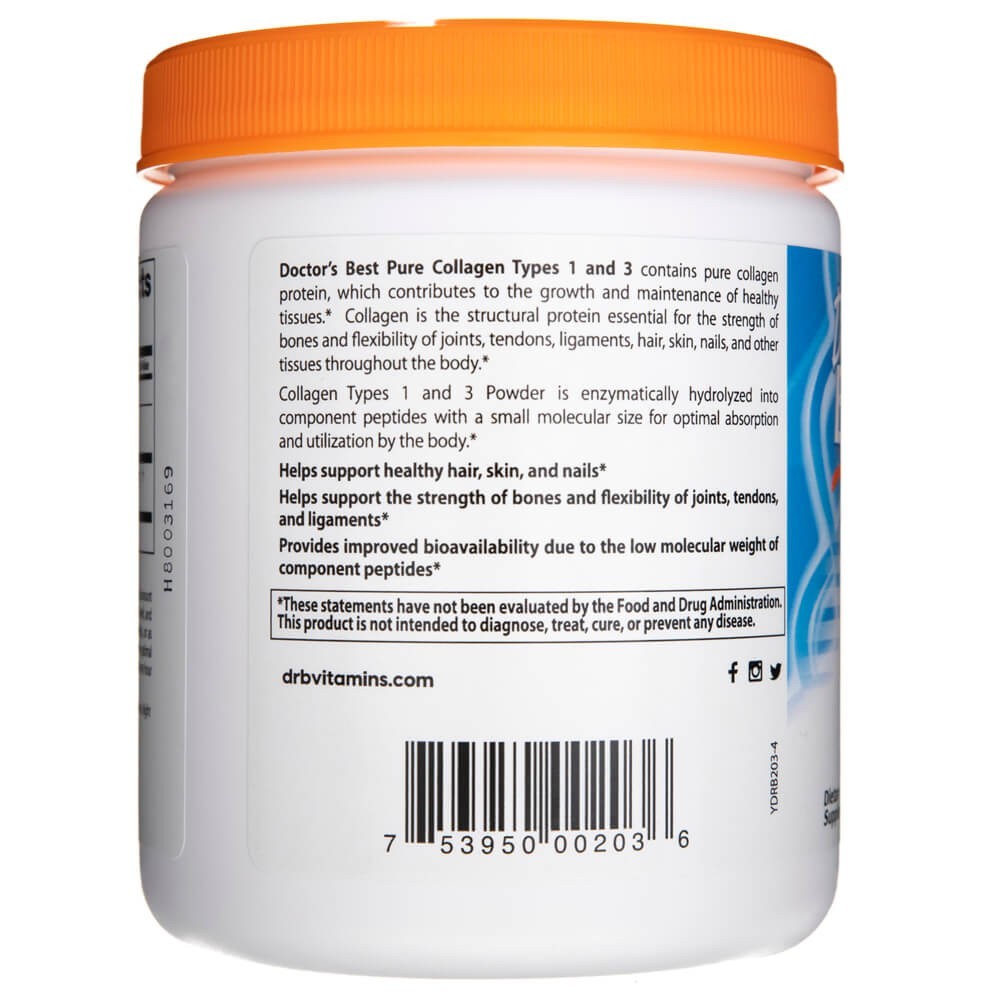 Doctor's Best gryno kolageno 1 ir 3 tipų milteliai - 200 g