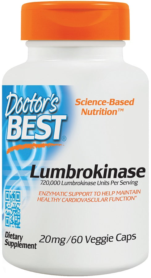Doctor's Best lumbrokinazė, 20 mg – 60 kapsulių