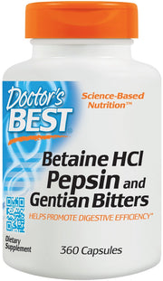 Doctor's Best betaino HCl, pepsino ir gencijonų kartūs produktai – 360 kapsulių