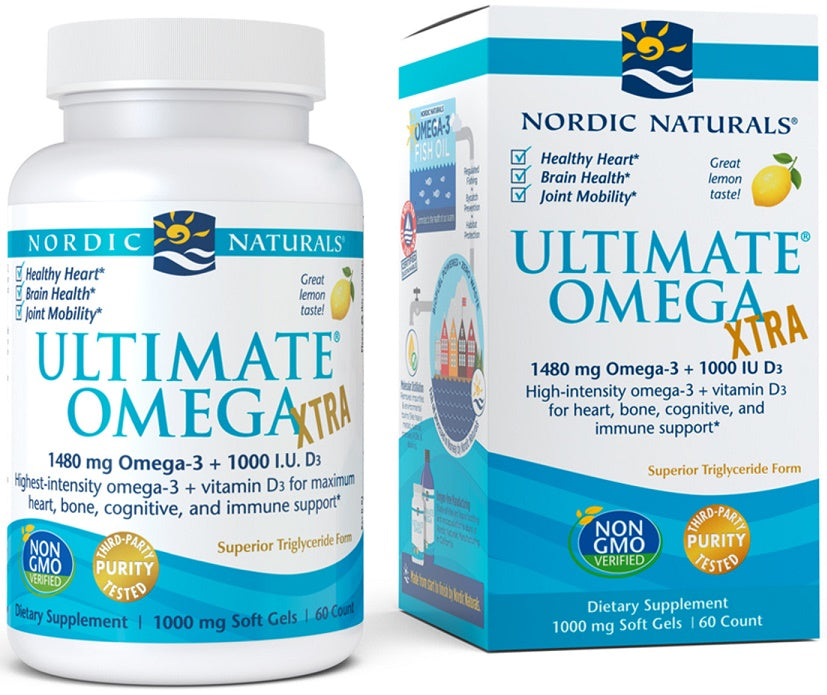 Nordic Naturals Ultimate Omega Xtra, 1480 mg citrinų skonio – 60 kapsulių