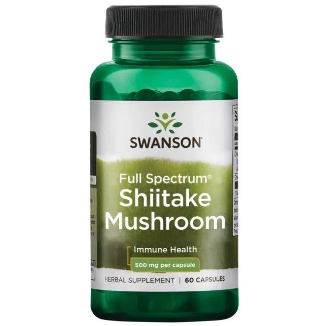 Swanson plataus spektro šitake grybai, 500 mg – 60 kapsulių