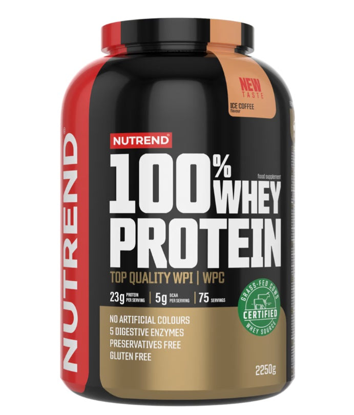 Nutrend 100% išrūgų baltymų milteliai, ledinė kava - 2250 g