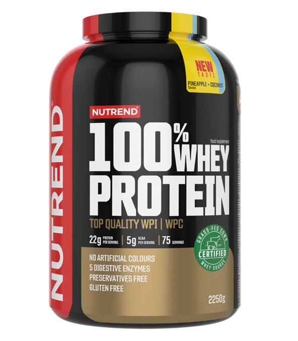 Nutrend 100% išrūgų baltymų milteliai, ananasai ir kokosas - 2250 g