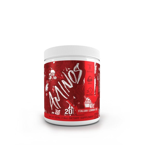 5% Nutrition maistinių amino rūgščių – Code Red, itališko citrininio ledo skonio – 224 g