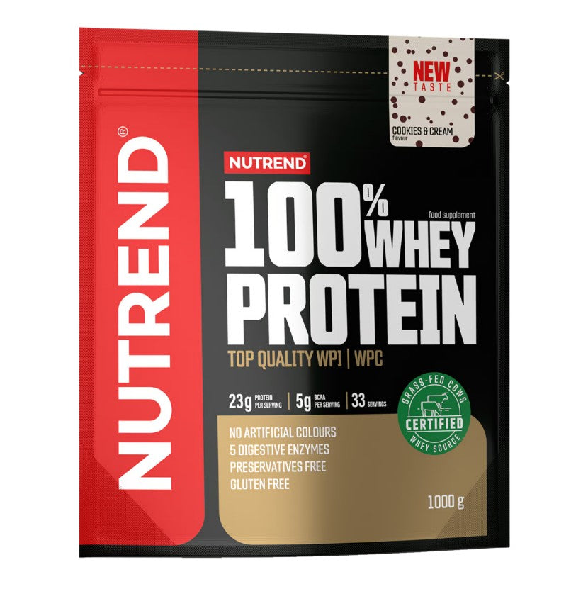 Nutrend 100% išrūgų baltymų milteliai, sausainiai ir grietinėlė - 1000 g