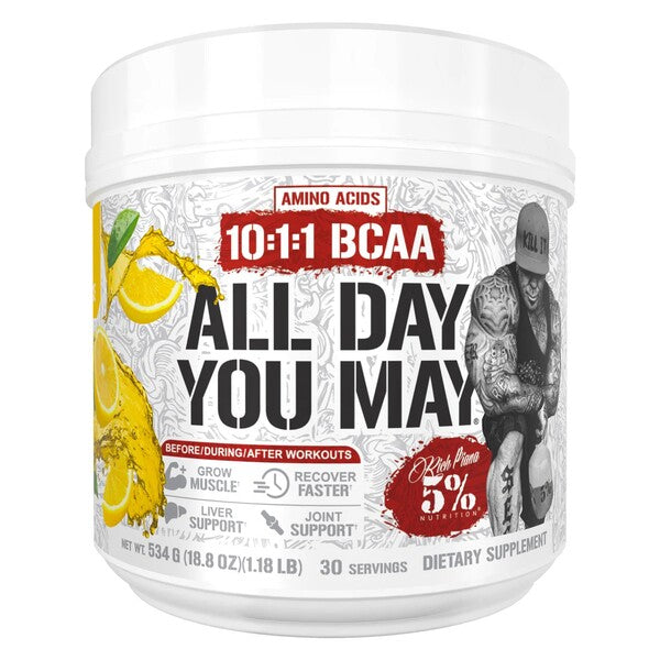 5% Nutrition maistinių medžiagų AllDayYouMay – legendinės serijos, itališko citrininio ledo – 534 g