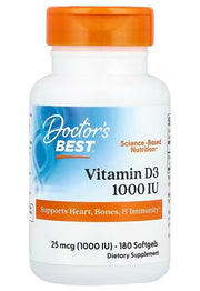 Doctor's Best Gydytojo geriausias vitaminas D3, 1000 TV – 180 gelių