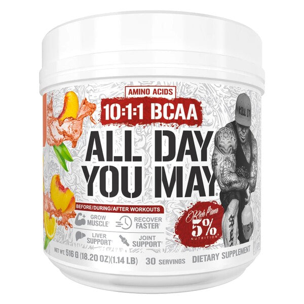 5% Nutrition maistinių medžiagų AllDayYouMay – legendinės serijos persikų arbata – 516 g
