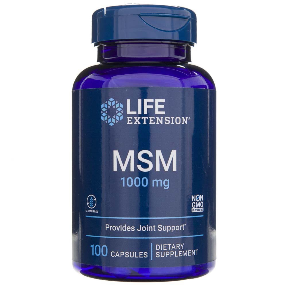 LIFE EXTENSION MSM (metilosulfonilmetanas) 1000 mg - 100 kapsulių