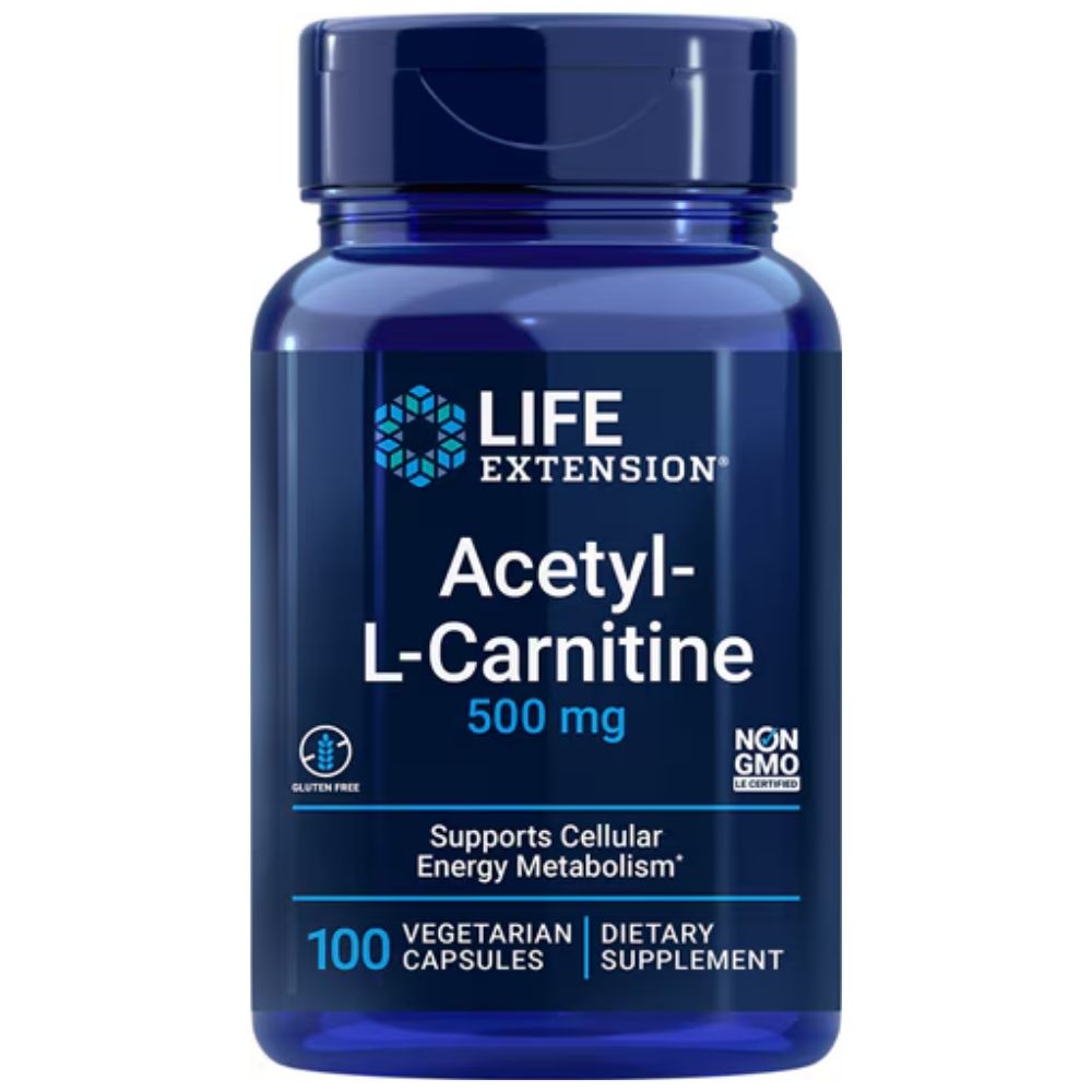 LIFE EXTENSION acetil-L-karnitinas 500 mg - 100 kapsulių