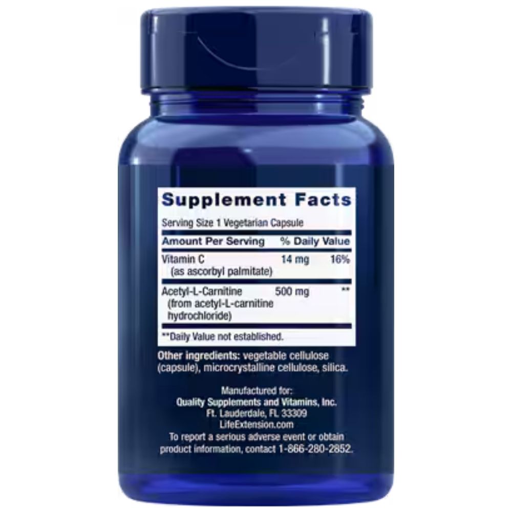 LIFE EXTENSION acetil-L-karnitinas 500 mg - 100 kapsulių