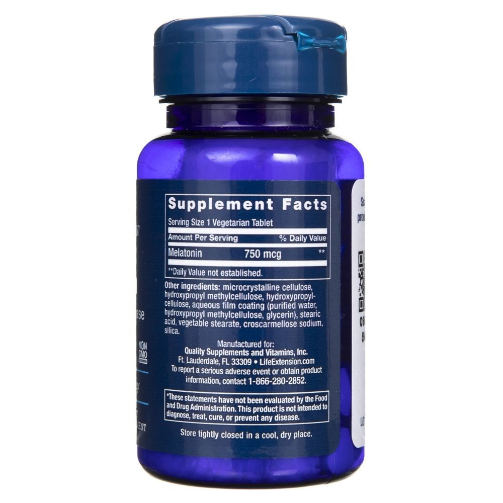 LIFE EXTENSION melatoninas, 6 val. veikimo laikas, 750 mcg – 60 tablečių