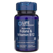 LIFE EXTENSION bioaktyvūs folatai ir vitaminas B12 – 90 kapsulių