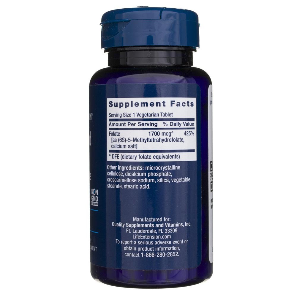 LIFE EXTENSION optimizuotas folatas 1700 mcg – 100 tablečių
