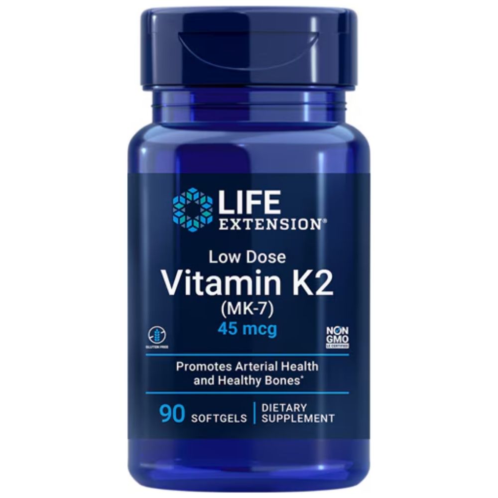 LIFE EXTENSION mažos dozės vitaminas K2 (MK-7) 45 mcg - 90 kapsulių