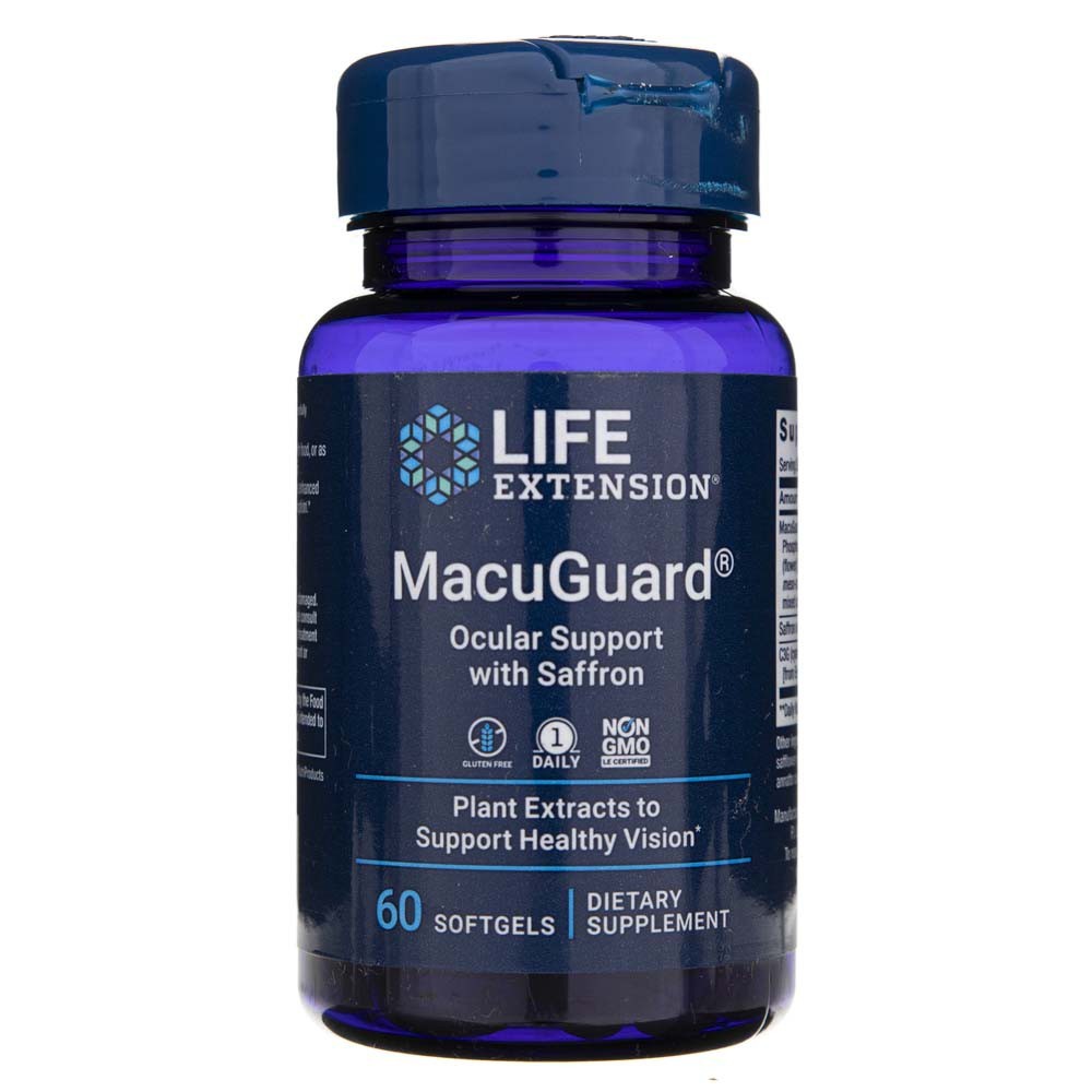 LIFE EXTENSION MacuGuard® akių palaikymas su šafranu – 60 kapsulių