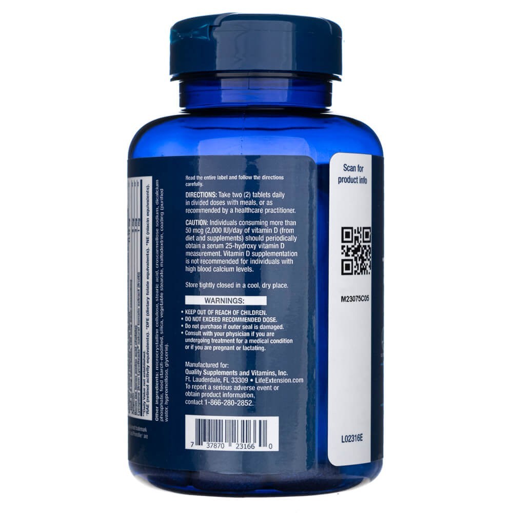 LIFE EXTENSION dvi tabletės per dieną (multivitaminai) - 60 tablečių