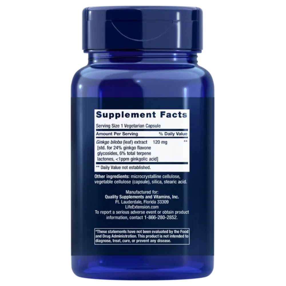 LIFE EXTENSION Ginkgo Biloba 120 mg - 365 kapsulės