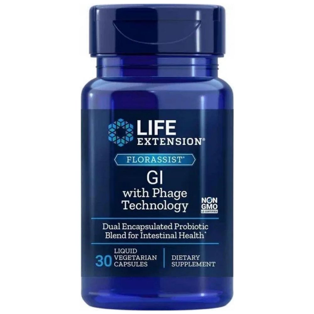 LIFE EXTENSION Florassist® probiotikas GI su fagų technologija – 30 kapsulių