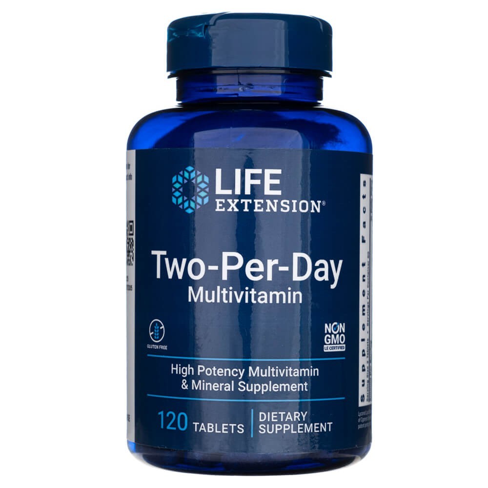 LIFE EXTENSION dviejų tablečių per dieną multivitaminai – 120 tablečių