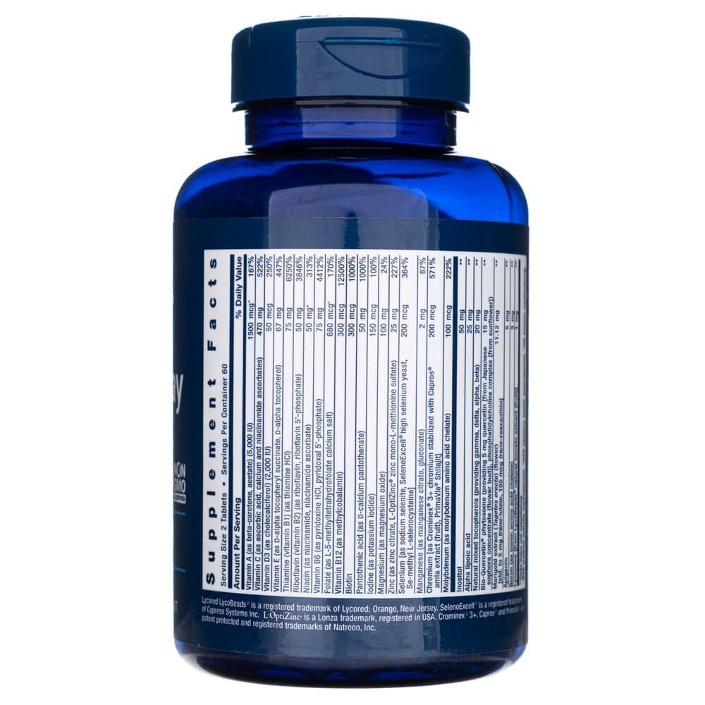 LIFE EXTENSION dviejų tablečių per dieną multivitaminai – 120 tablečių
