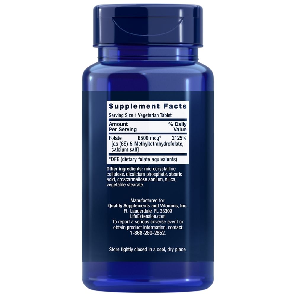 LIFE EXTENSION didelio stiprumo optimizuotas folatas 8500 mcg - 30 tablečių