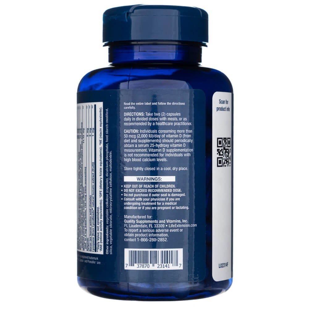 LIFE EXTENSION dvi kapsulės per dieną (multivitaminai) - 120 kapsulių