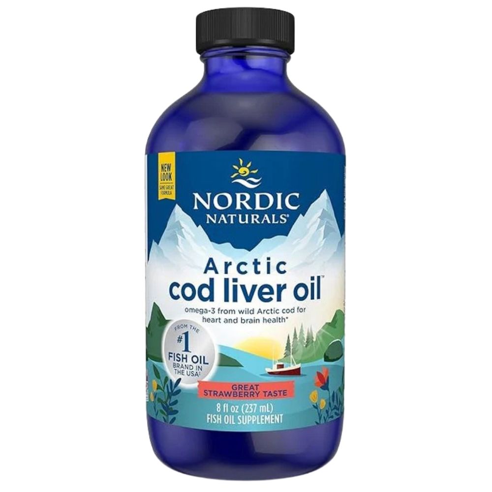 „Nordic Naturals“ arktinių menkių kepenų aliejus su braškių skoniu – 237 ml