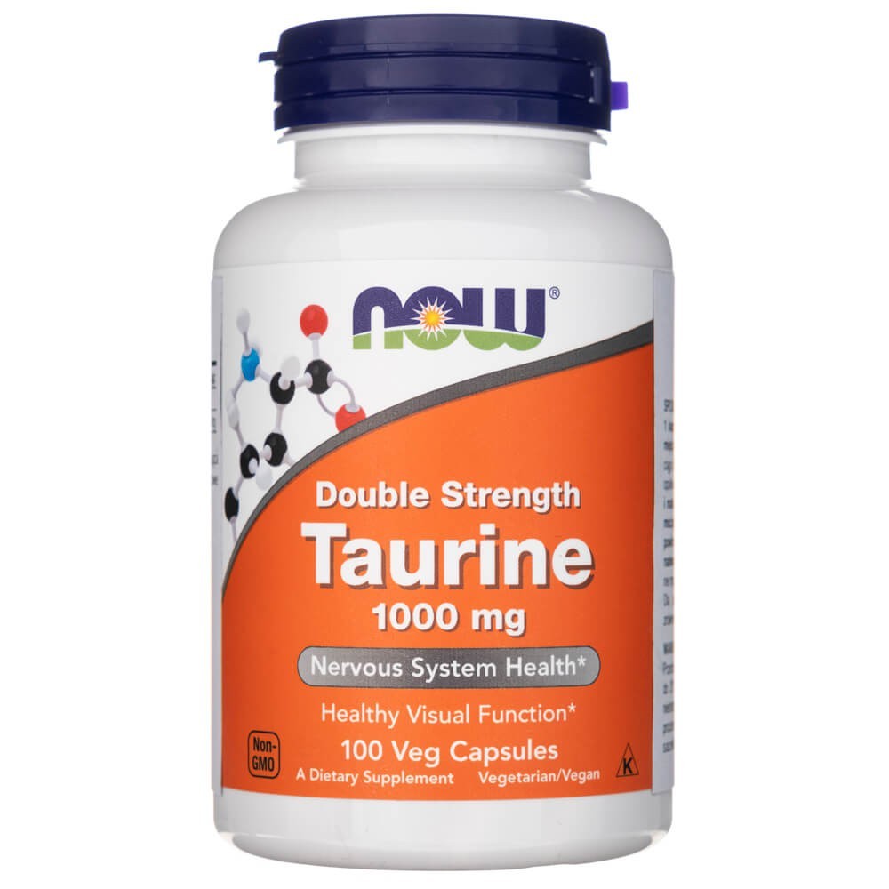 NOW FOODS taurinas, dvigubo stiprumo 1000 mg – 100 kapsulių