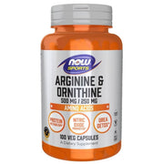 NOW FOODS L-argininas 500 mg ir L-ornitinas 250 mg – 100 kapsulių
