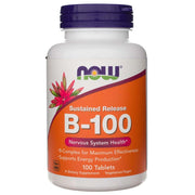 NOW FOODS vitaminas B-100, pailginto atpalaidavimo – 100 tablečių