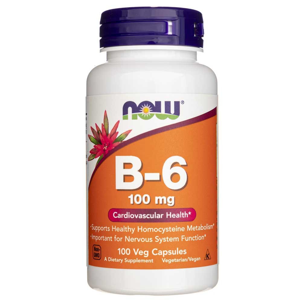 NOW FOODS vitaminas B-6 100 mg – 100 kapsulių