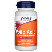 NOW FOODS folio rūgštis 800 mcg su vitaminu B-12 – 250 tablečių