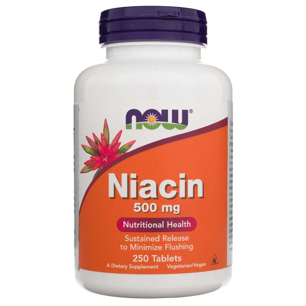 NOW FOODS niacinas 500 mg – 250 tablečių