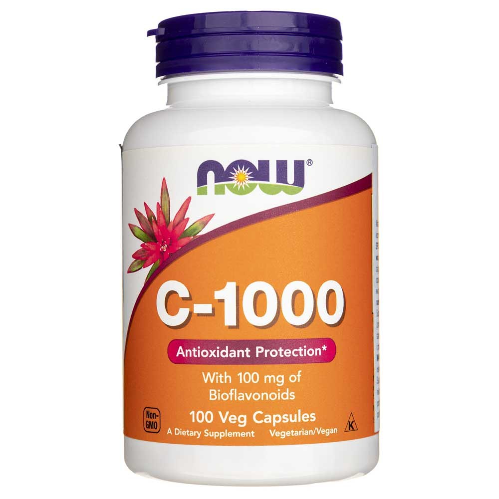 NOW FOODS vitaminas C-1000 su bioflavonoidais – 100 kapsulių