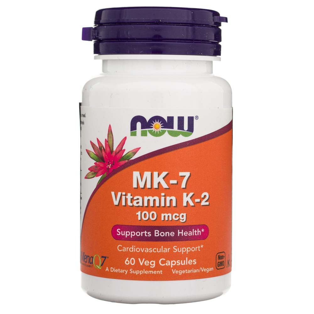 NOW FOODS vitaminas K2 MK-7 100 mcg – 60 kapsulių