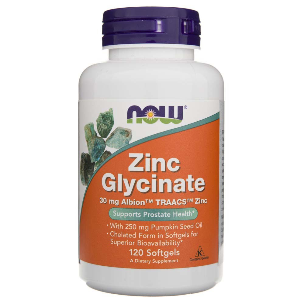 NOW FOODS cinko glicinatas 30 mg – 120 kapsulių